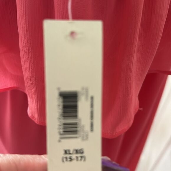 NO BOUNDARIES Strapless TIERED coral sun Dress Jr. - Picture 6 of 7